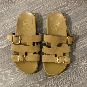 Vince Camuto Tan Suede Slide Sandals